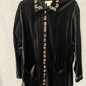 Black velvet coat hand painted